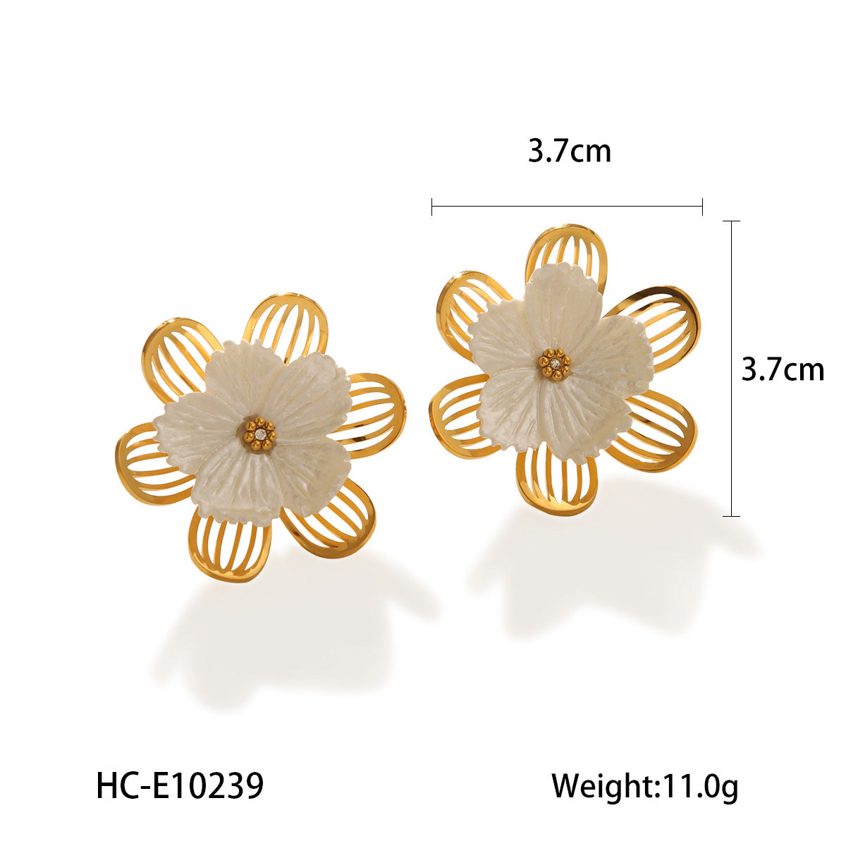 French-style Vintage Fashion Earrings, 18k Gold Stainless Steel Flower Earrings for Women, Light Luxury and Elegant, Versatile Titanium Steel Earrings