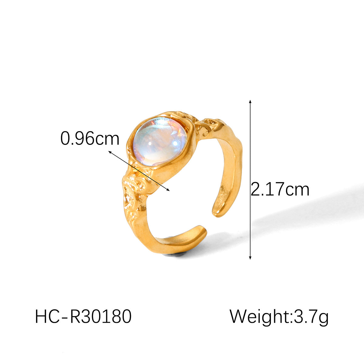 Vintage Palace Style Zircon-encrusted Stainless Steel Ring, Light Luxury and Versatile, Moonstone Hammered Pattern, Open Titanium Steel Finger Ring