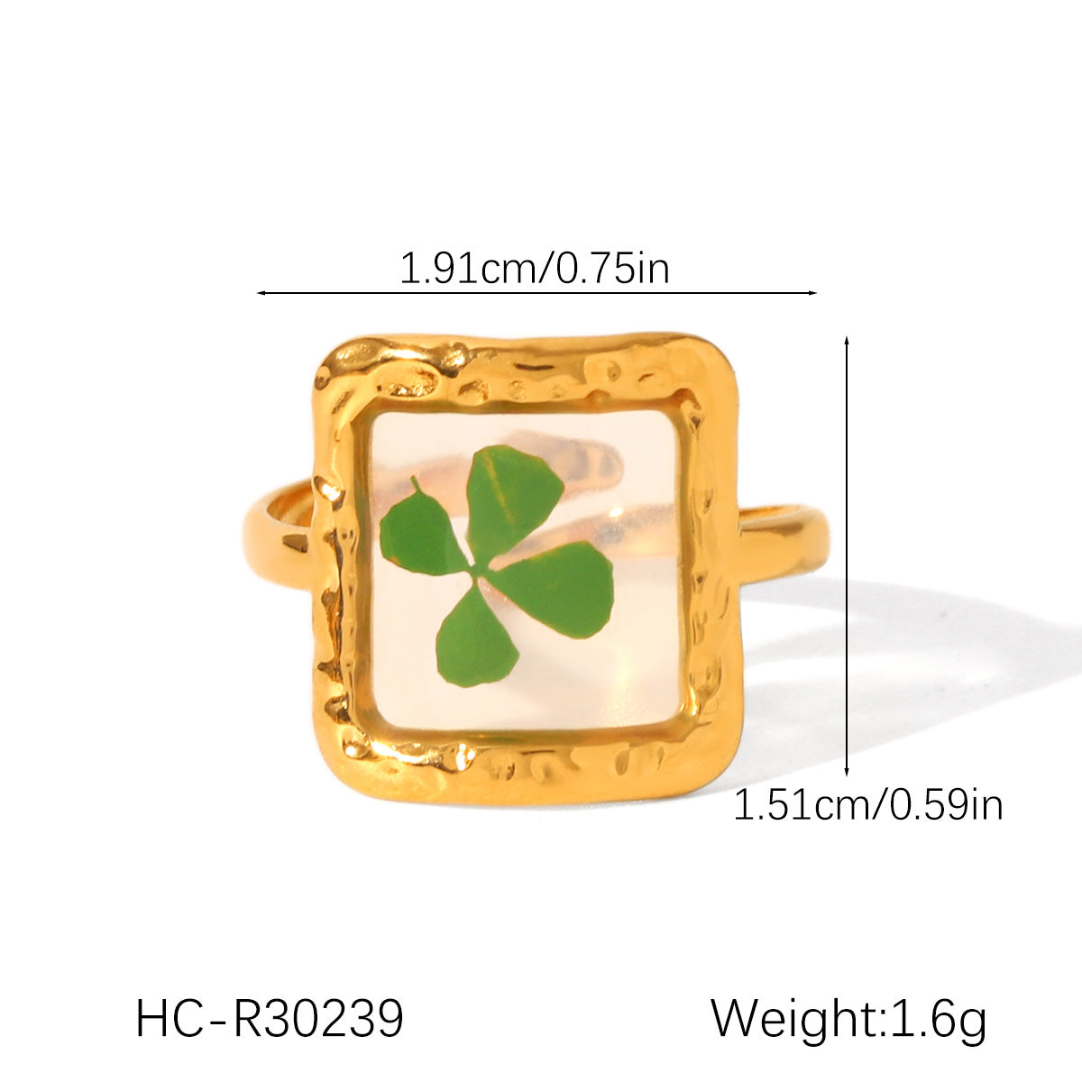 Stainless Steel Ring, Green Flower Daisy, Eternal Flower Ring, Titanium Steel, Non-fading, Finger Ring