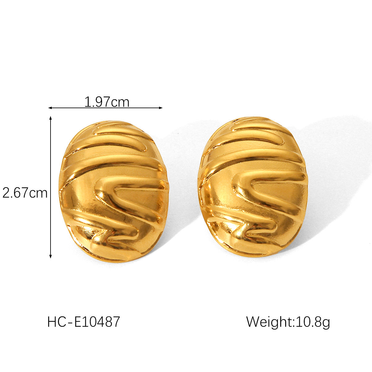 INS-style Popular Pleated Texture Geometric Titanium Steel Earrings, Non-fading, High-end Stainless Steel Earrings for Women