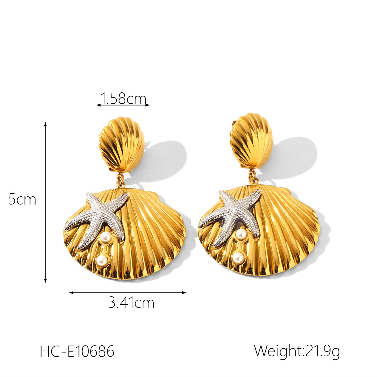 18K Gold Stainless Steel Anchor Earrings with Diamond Studs, Women's Light Luxury High-end Titanium Steel Earrings