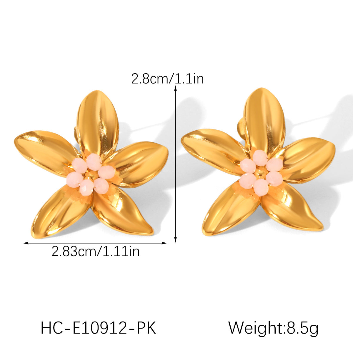 18K Gold Stainless Steel Earrings, Flower-shaped Ear Jewelry, Exuding A Sense of Light Luxury and High-end Quality, Made of Titanium Steel, Ensuring No Fading, and Featuring Ear Studs