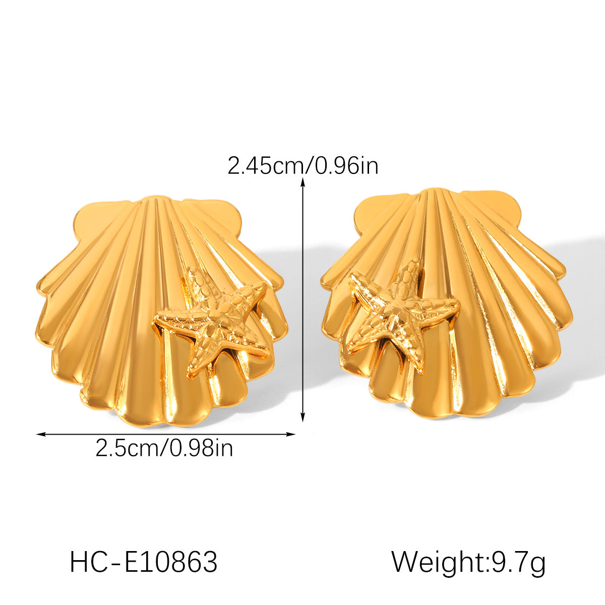 18K Gold Stainless Steel Shell Earrings, Luxurious and High-end, with Pearl Earrings and Titanium Earrings, Versatile and Easy To Match