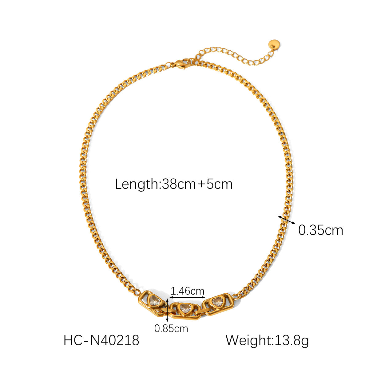 Stainless Steel Necklace Fashionable Vintage Square Inlaid Rhinestone Necklace Non-fading Jewelry for Women