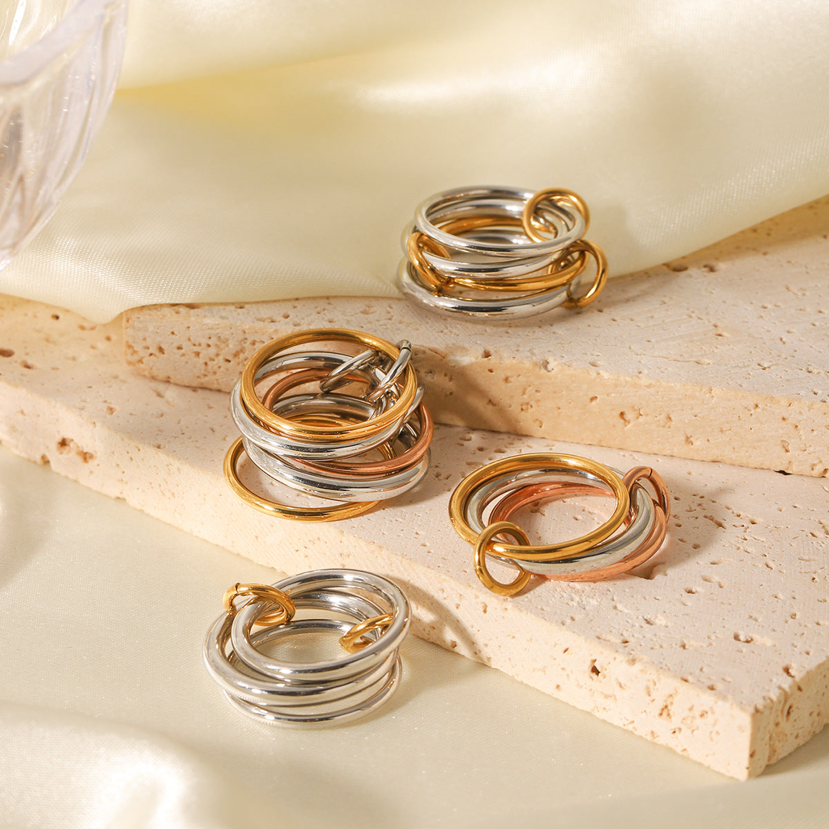 Stainless Steel Stackable Plain Ring Ins-style High-end Feel Non-fading Titanium Steel Jewelry Cross-border Ring Gold Jewelry for Women Rings