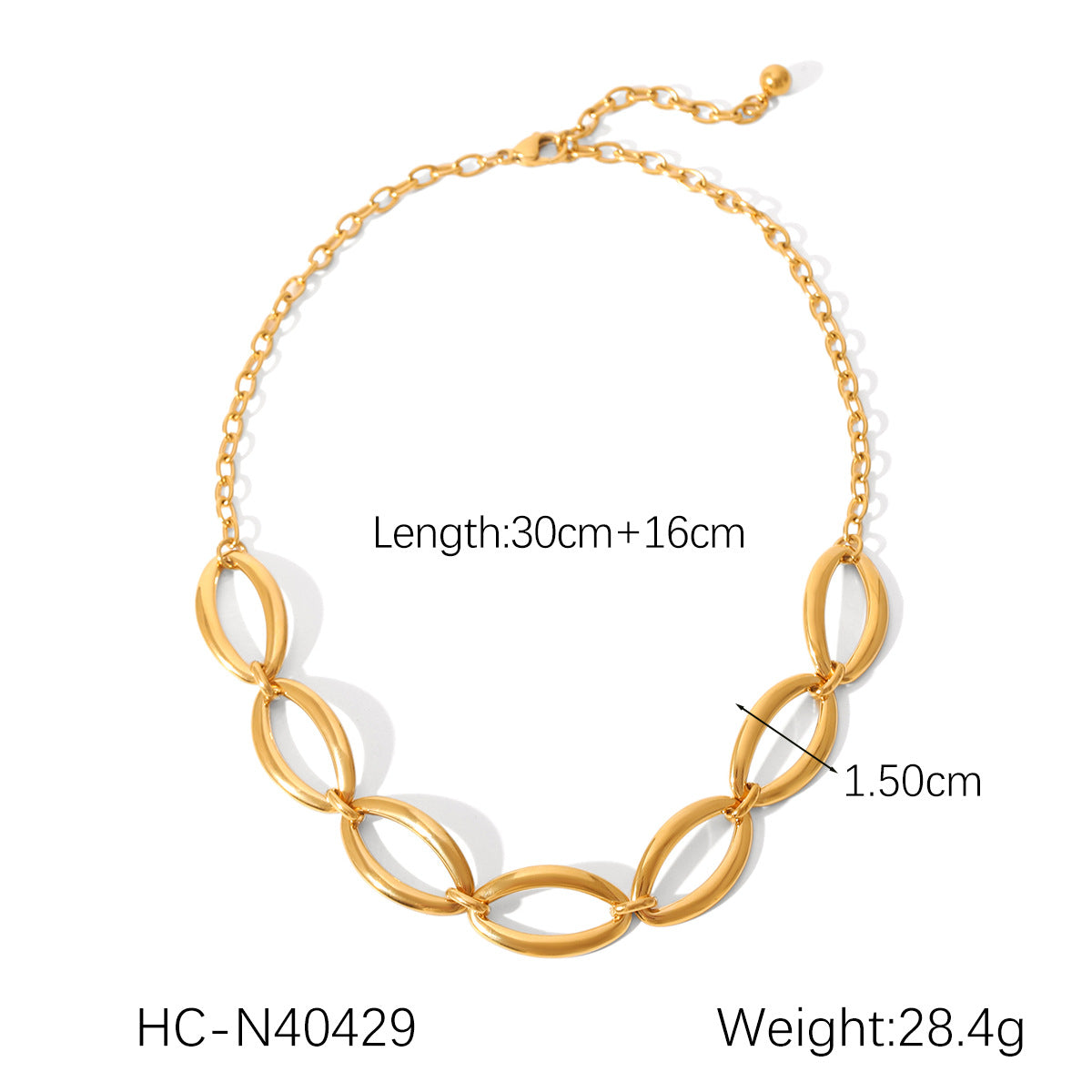Light Luxury Geometric Oval Stainless Steel Necklace, Exaggerated Niche Design, High-end Titanium Steel Bracelet