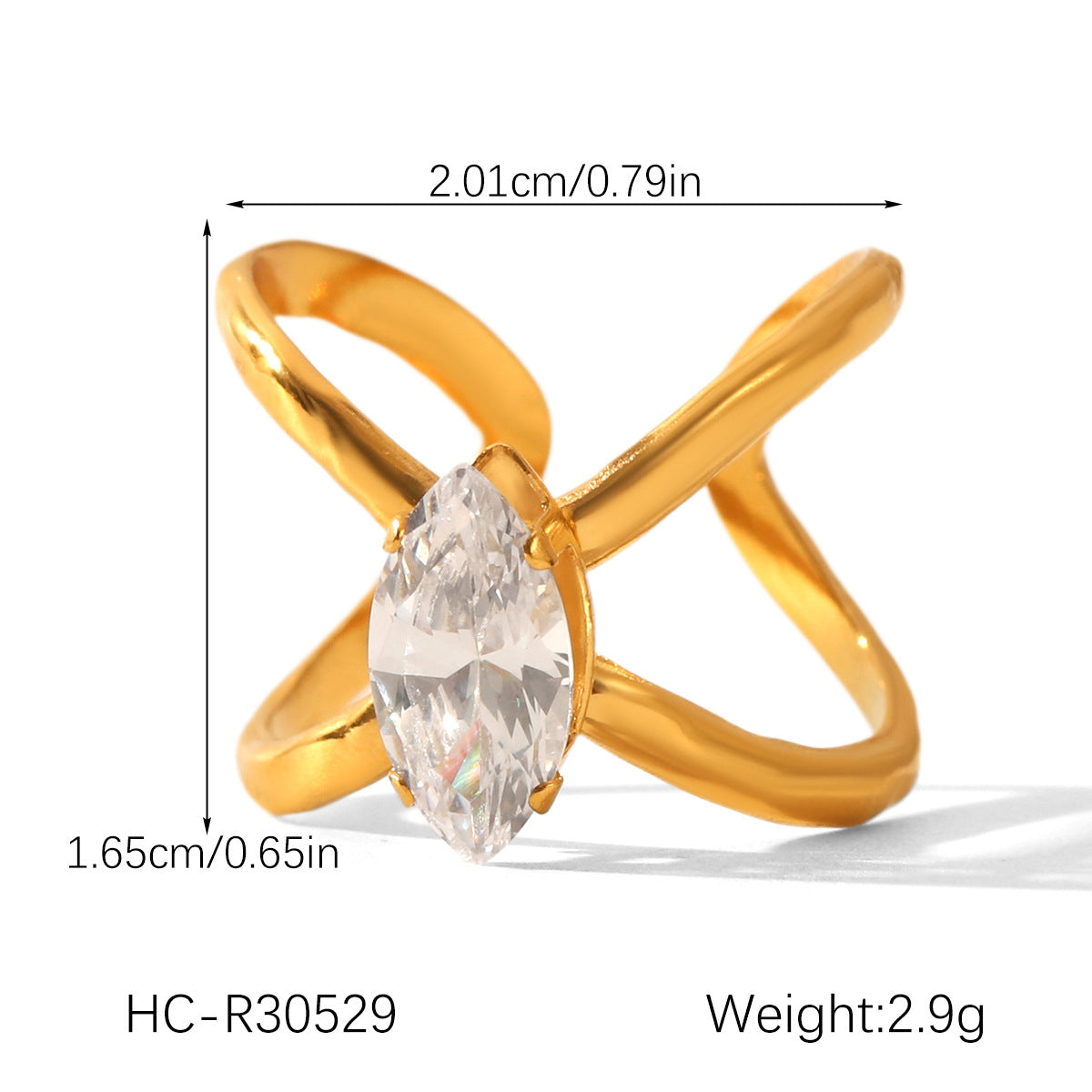 Geometric Stainless Steel Jewelry with Zircon Ring, Titanium Steel, Non-fading, Open-end Ring, High-end Feel Finger Ring