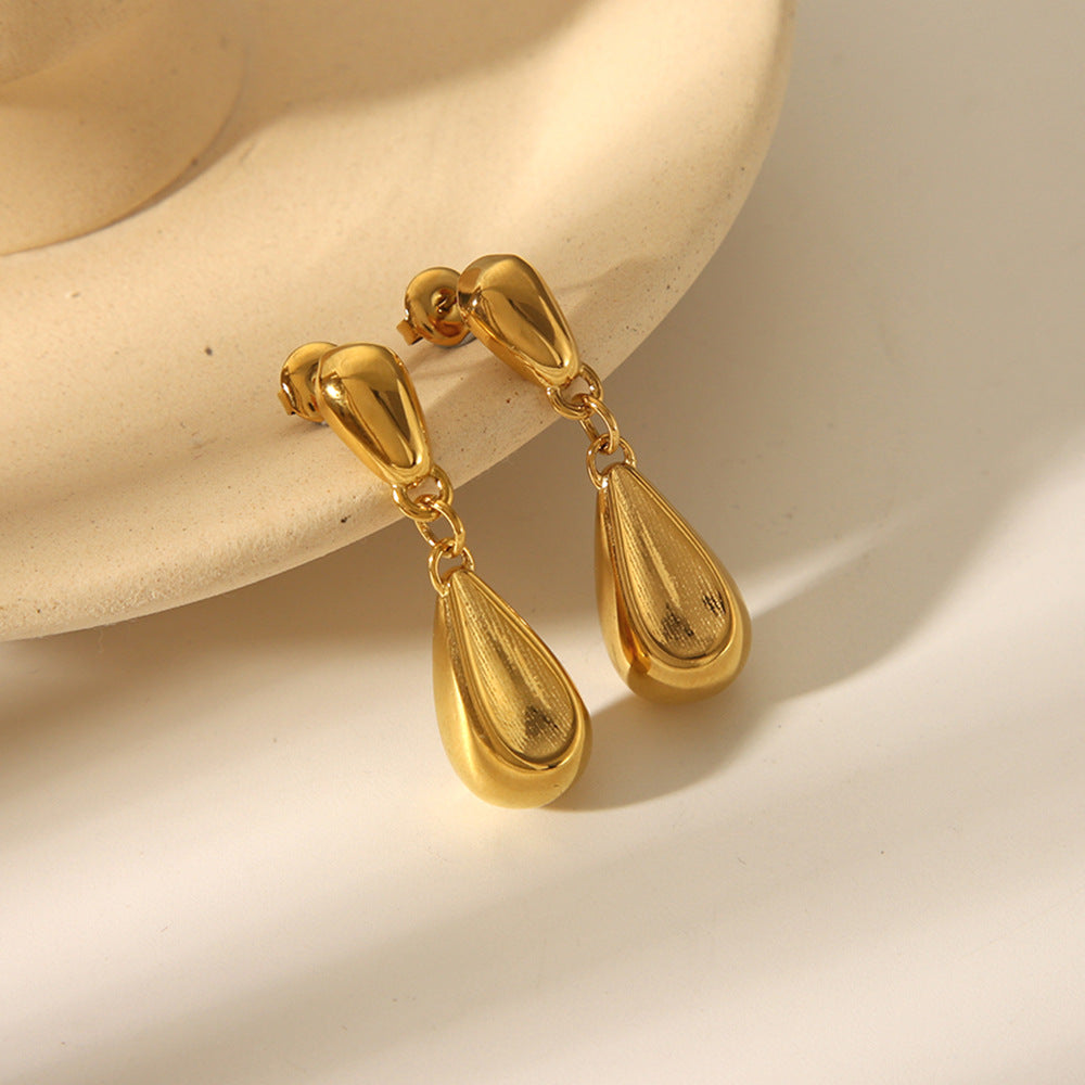 New Product: 18k Gold Stainless Steel Earrings with A Unique Design Featuring Teardrop-shaped Eardrops, Offering A Fashionable and High-end Look