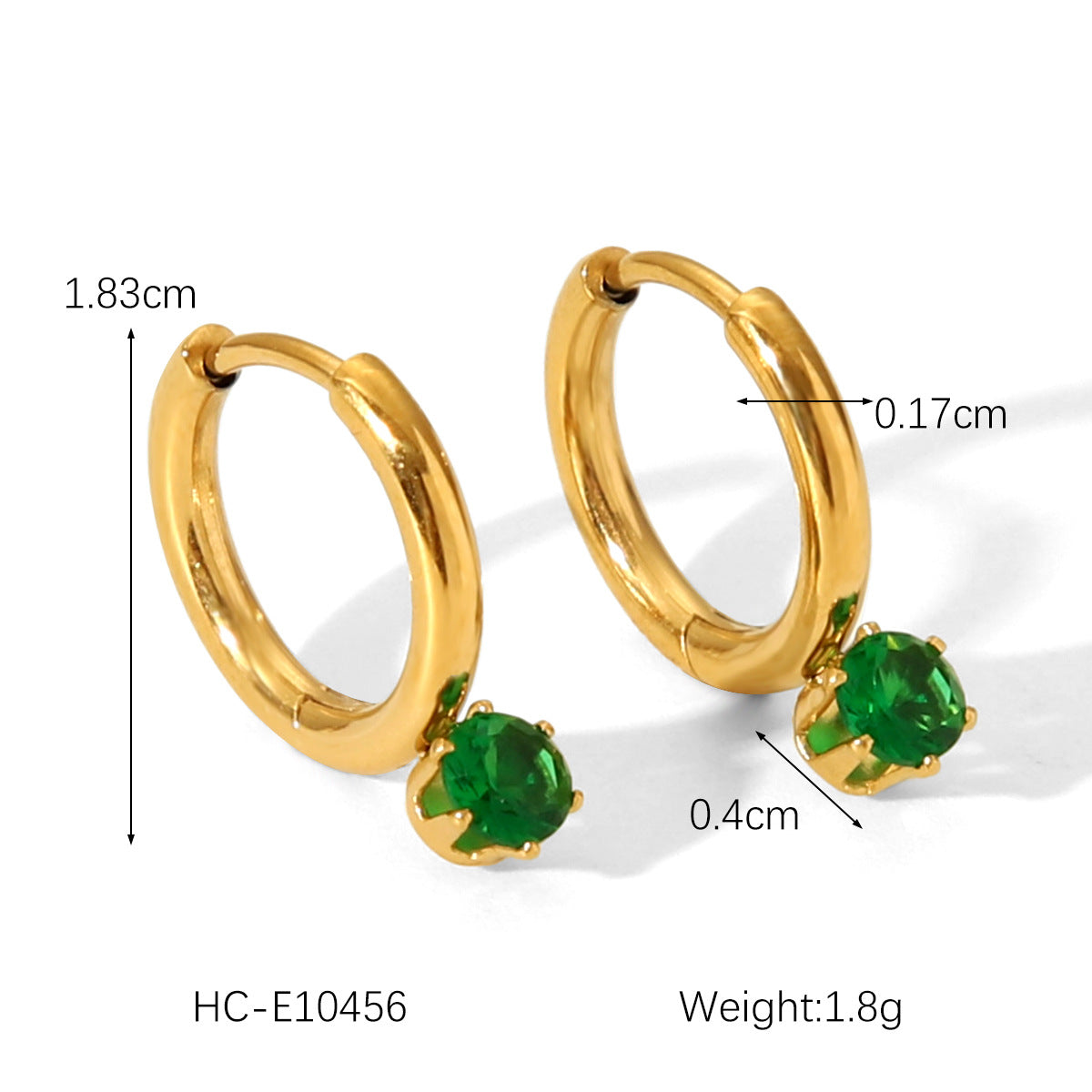 Ins-style internet celebrity jewelry, 18K gold stainless steel earring hoop, women's fashion, simple, round zircon earrings, high-end ear jewelry