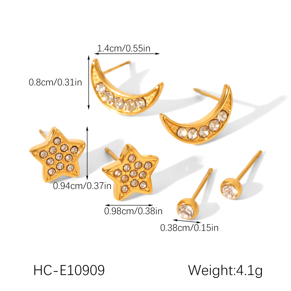 Stainless Steel Jewelry with Zircon Earrings Set, Versatile and High-end Earrings, Titanium Steel Earrings