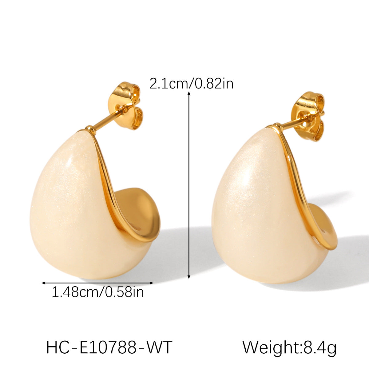 French Vintage Style Resin Drop-shaped Stainless Steel Earrings for Women, High-end Feeling, Non-fading, Titanium Steel Earrings