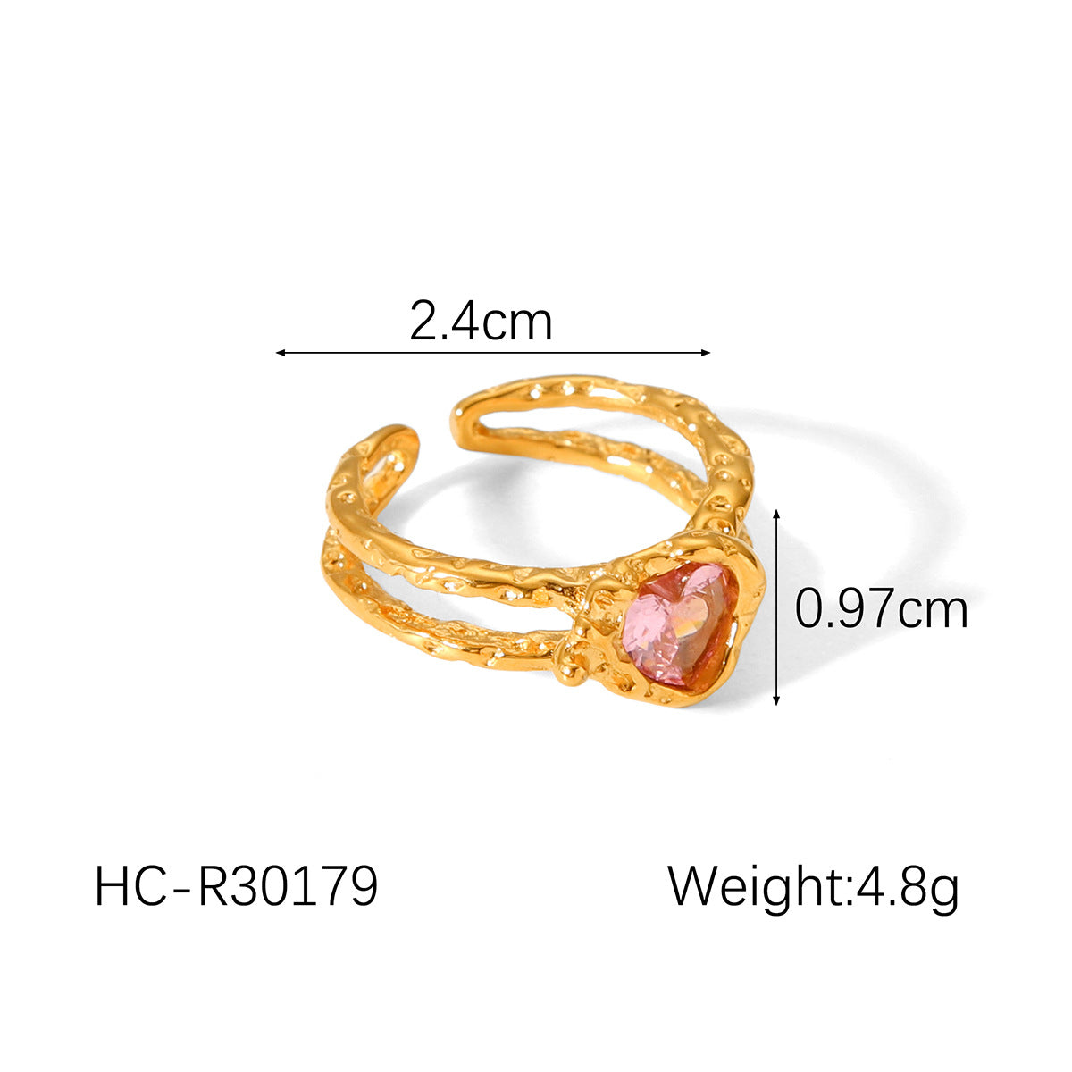 Vintage Palace Style Zircon-encrusted Stainless Steel Ring, Light Luxury and Versatile, Moonstone Hammered Pattern, Open Titanium Steel Finger Ring