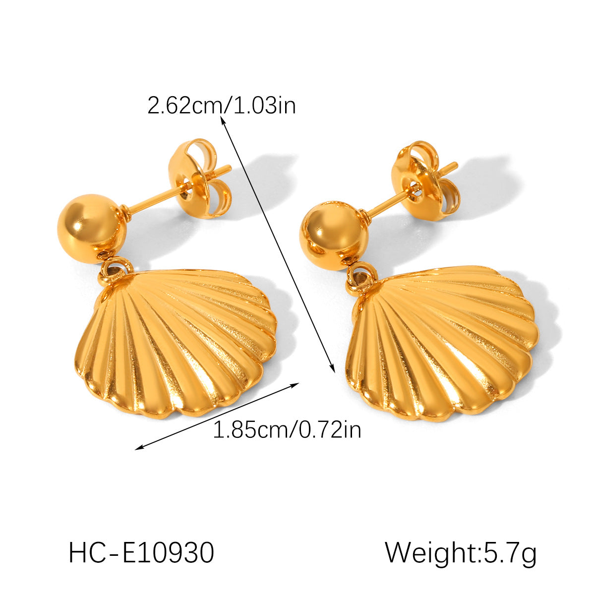 18K Gold Stainless Steel Shell Earrings, Luxurious and High-end, with Pearl Earrings and Titanium Earrings, Versatile and Easy To Match