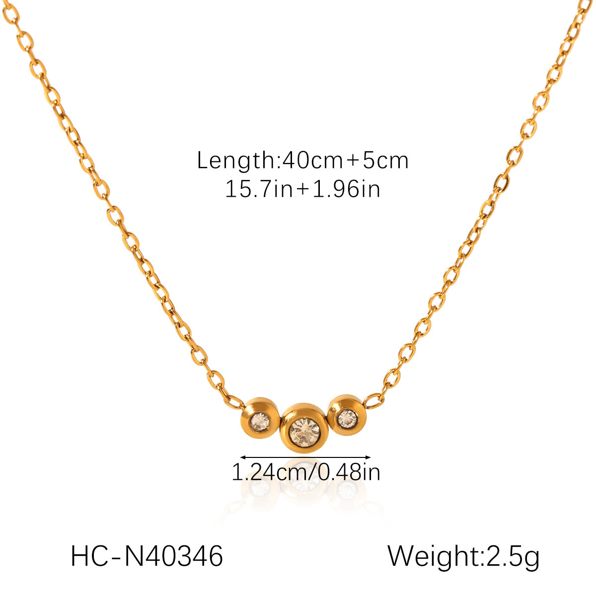 Stainless Steel Love Necklace with Zircon Clavicle Chain Women's High-end Titanium Steel 18K Gold-plated Necklace