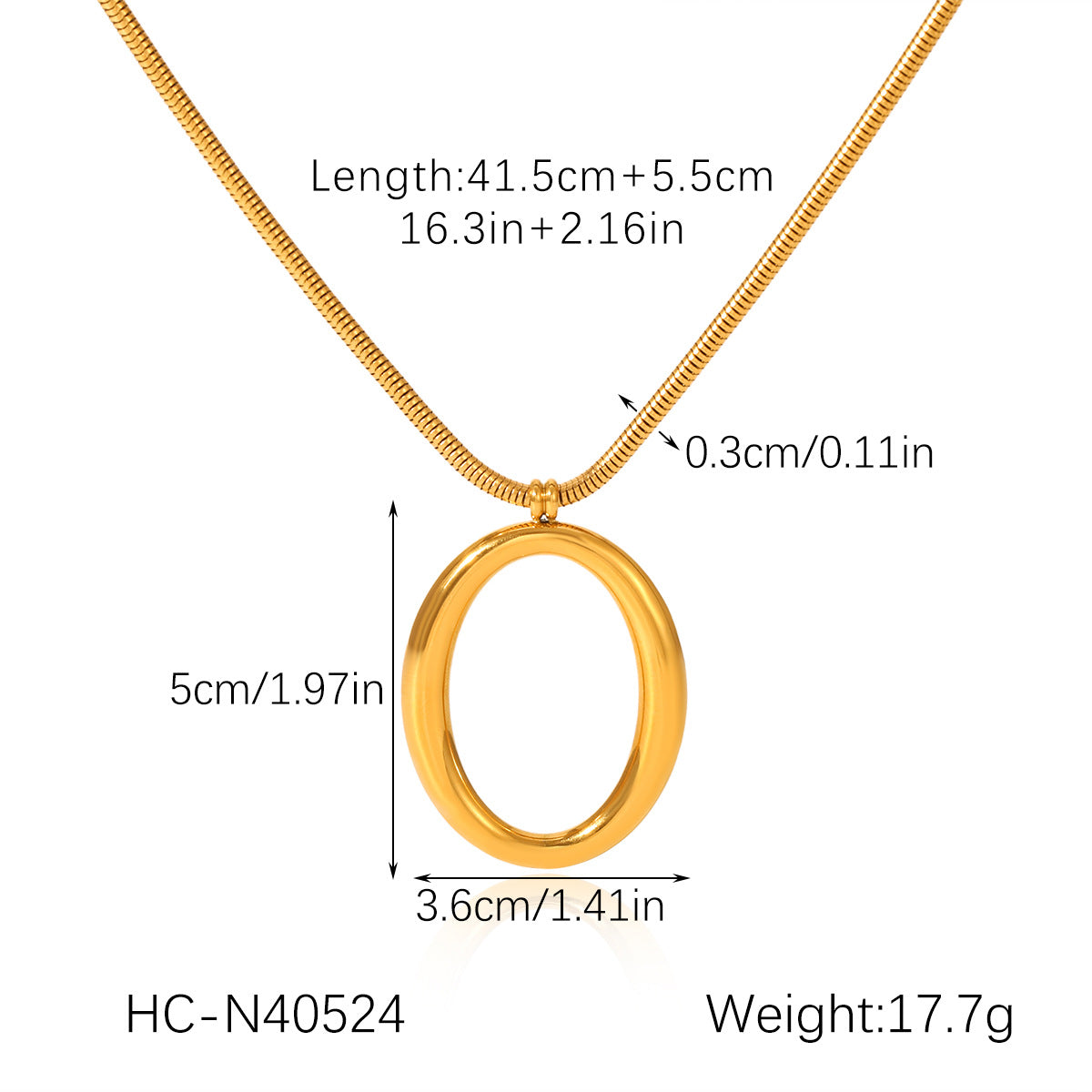 Personalized Light Luxury Snake Bone Chain Hollow Oval Pendant Stainless Steel Necklace Simple and High-end Collar Chain Necklace
