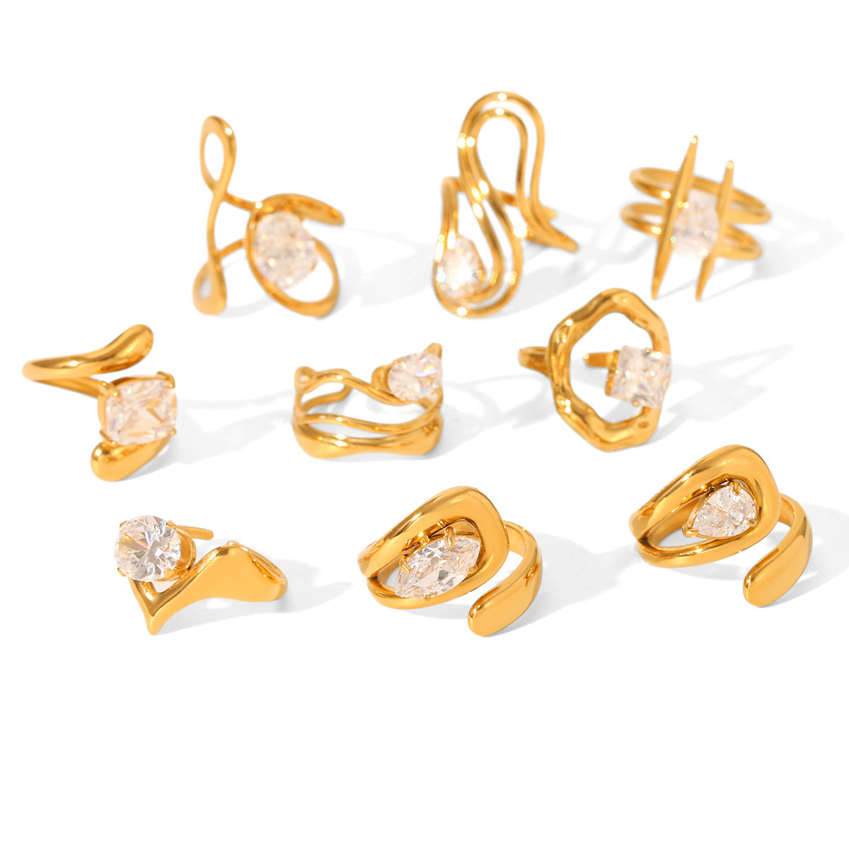 Zircon Ring for Women, Non-fading Titanium Steel Ring, Niche and High-end Open Ring, Stainless Steel Ring