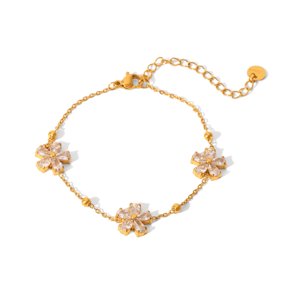 Stainless Steel Bracelet, Featuring Square, Butterfly, Shell, and Water Droplet Designs, Adorned with Zircon Flowers and A Pig-nose Buckle, Crafted From 18K Gold and Titanium Steel Jewelry