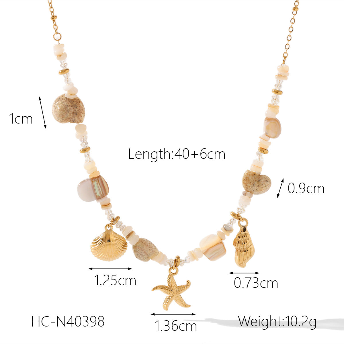 Beach Ocean Wind Stainless Steel Starfish Conch Shell Pendant Necklace Women's Pearl Necklace Design Sense Necklace