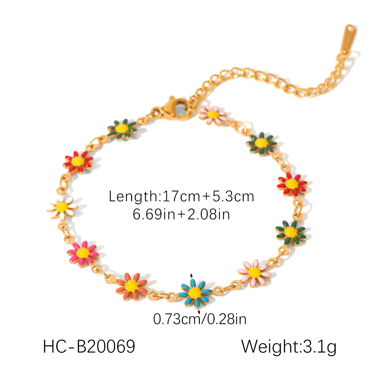 Bohemian-style Stainless Steel Bracelet with Oil-dripped Colored Zircon Hand Jewelry for Women, Non-fading Jewelry