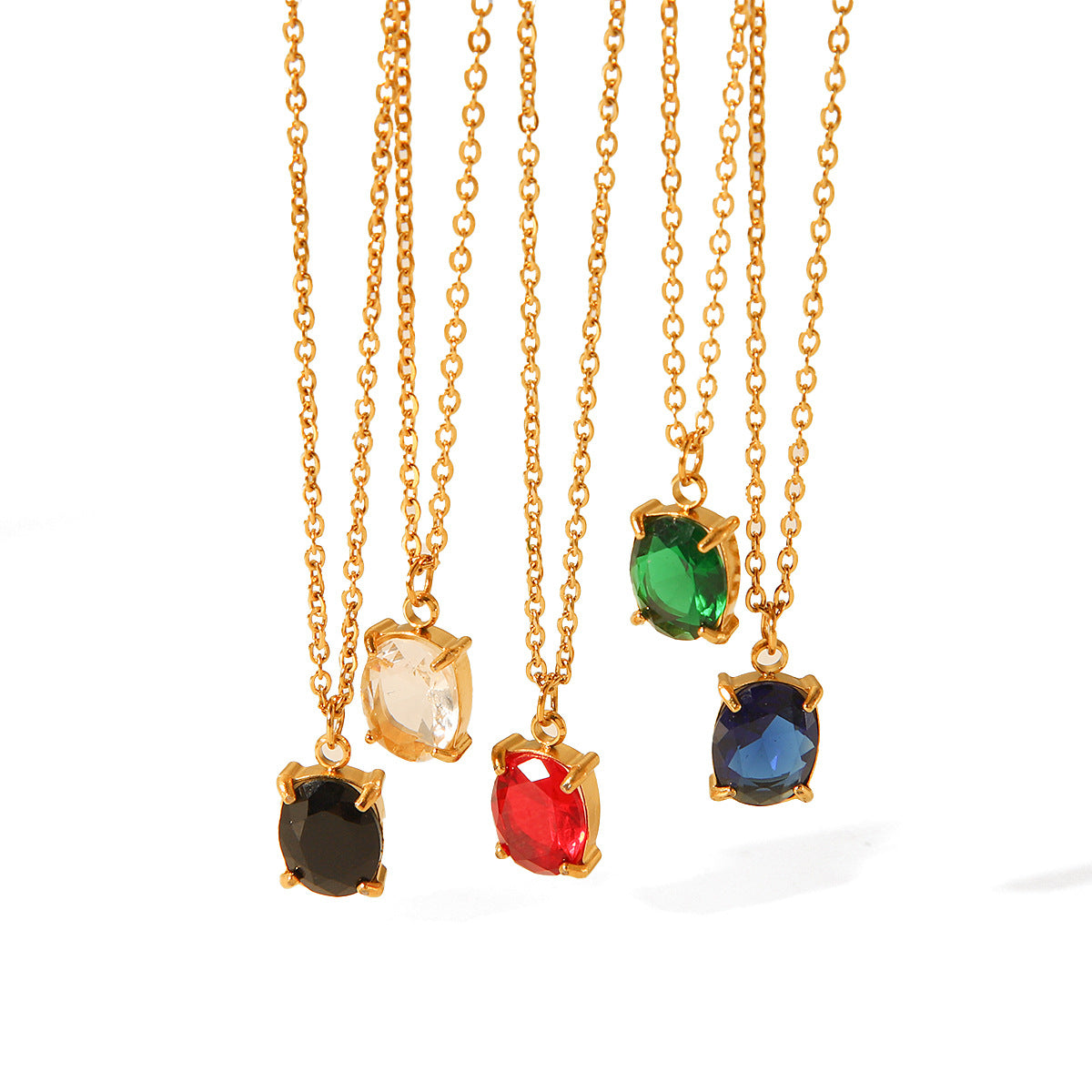 Stainless Steel Necklace for Women, Fashionable and Versatile, Titanium Steel with Zircon Inlay, Non-fading Necklace, Neck Adornment
