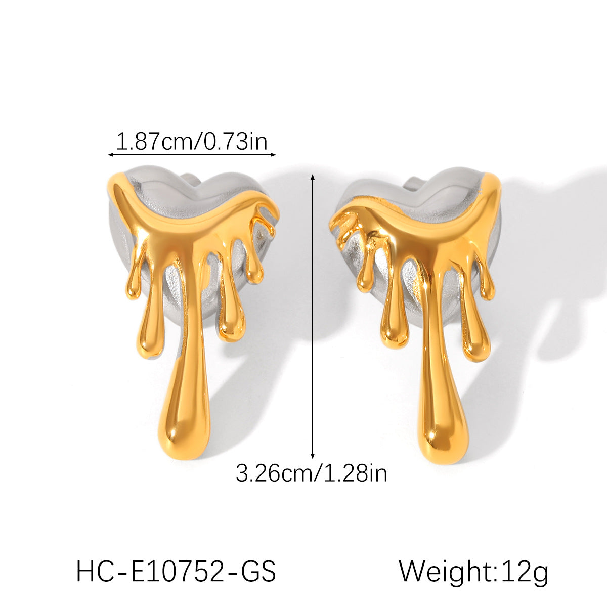 18K Gold Stainless Steel Hammered Pattern Heart-shaped Earrings, Light Luxury and High-end Feel, Heart-shaped Titanium Steel Earrings