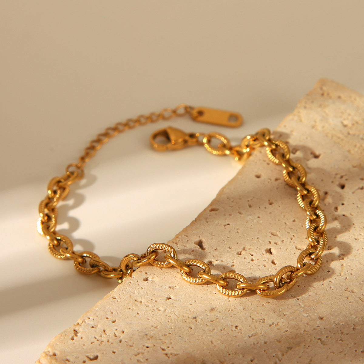 Stainless Steel Bracelet Basic Style Texture O-chain 18K Gold-plated Titanium Steel Bracelet Jewelry Accessory