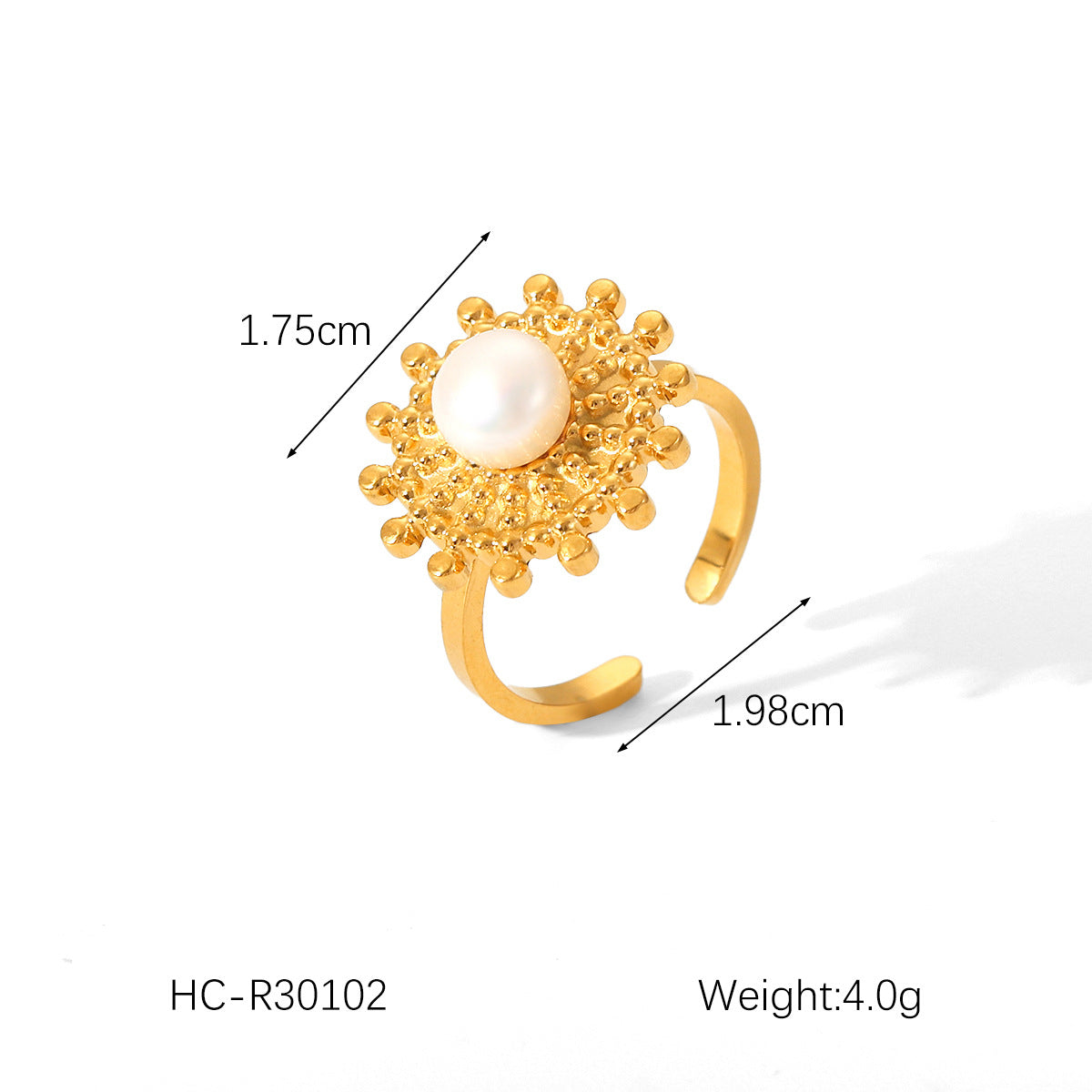 Shell Love Stainless Steel Ring Female High-level Sense Pearl Opening Ring Titanium Steel Does Not Fade Ring
