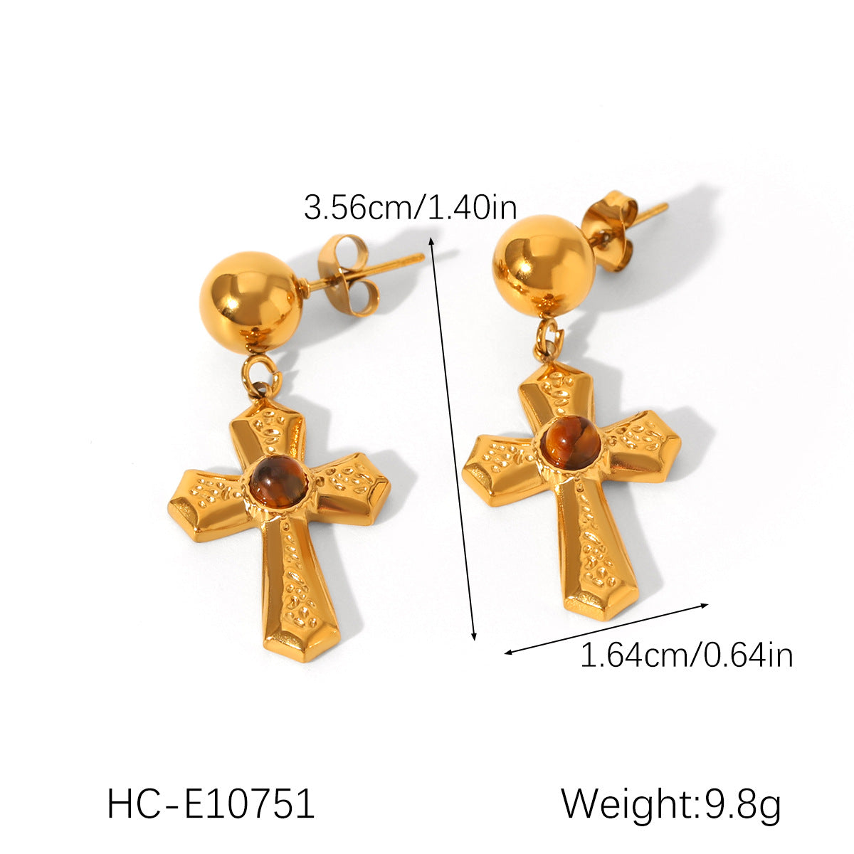 18K Gold Stainless Steel Box Chain Cross Diamond Pendant Necklace Does Not Fade, Elegant Titanium Steel Clavicle Chain