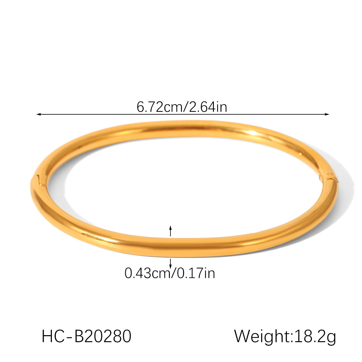 Women Smooth 18K Gold-plated Stainless Steel Bracelet with Buckle High-end Opening Bracelet Non-fading Titanium Steel Jewelry