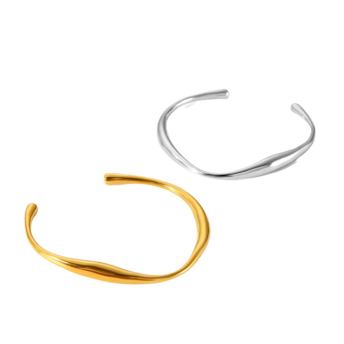 Fashionable Women's Versatile Stainless Steel Bracelet, Geometric Shaped, Wide and Narrow Titanium Steel Jewelry