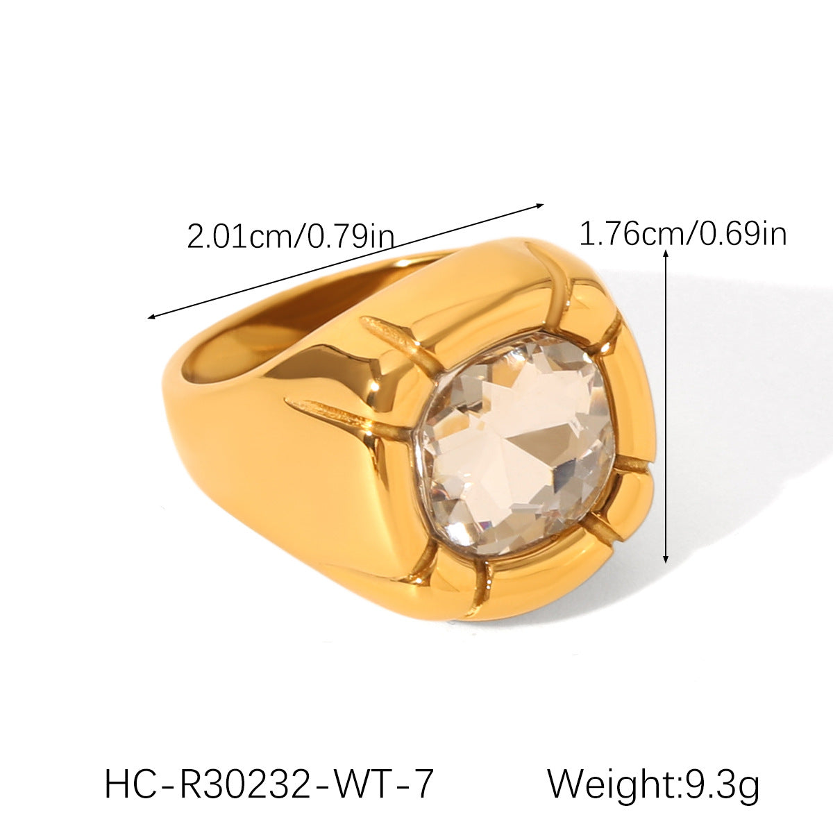 18K Gold Stainless Steel Inlaid Zircon Ring Female Non-fading Ring Ins Wind Titanium Steel Jewelry Casting Ring