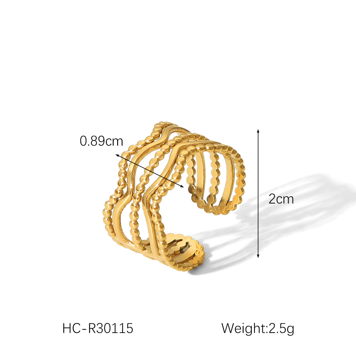 High-end 18K Gold Stainless Steel Open Ring Female Non-fading Ring Titanium Steel Jewelry