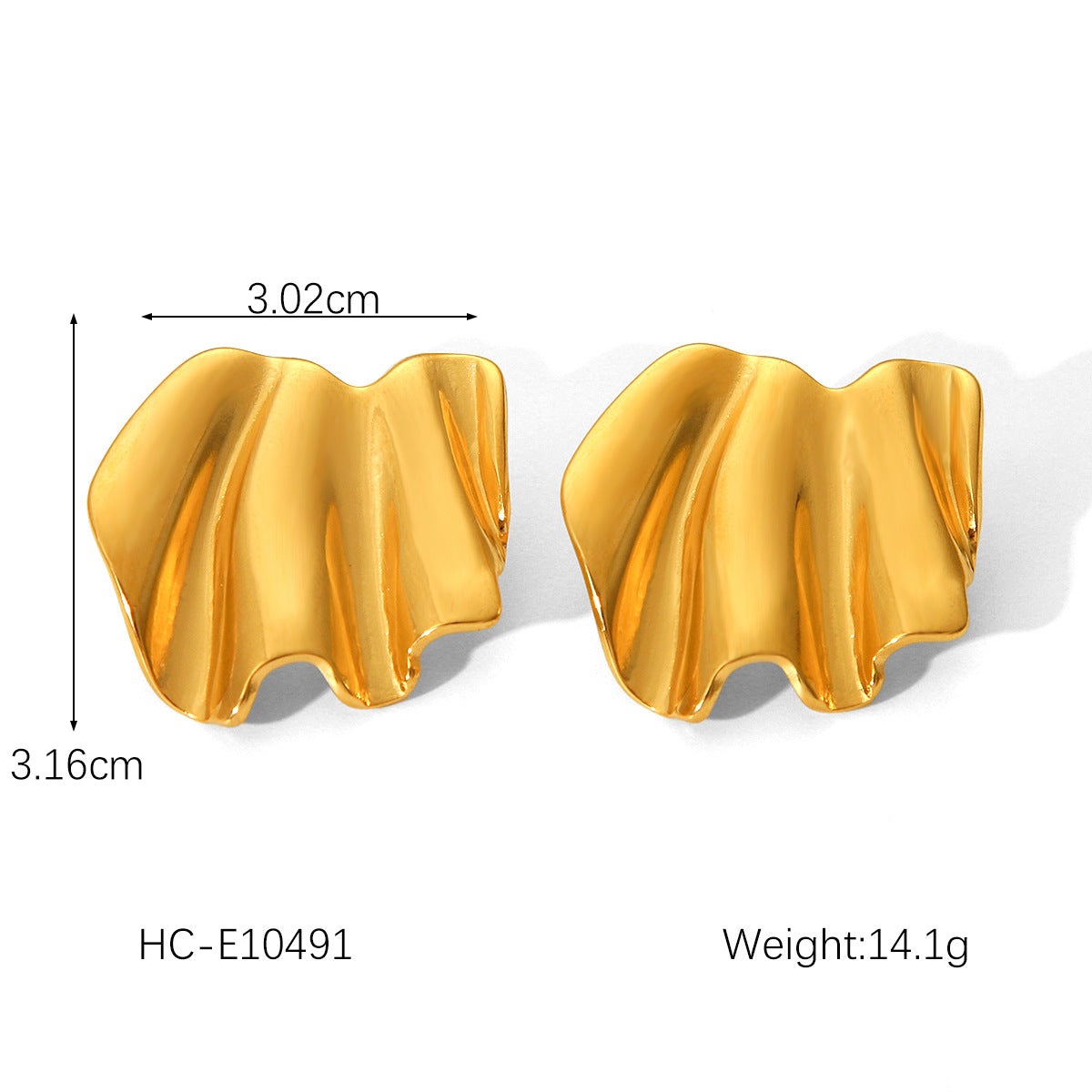 INS-style Popular Pleated Texture Geometric Titanium Steel Earrings, Non-fading, High-end Stainless Steel Earrings for Women