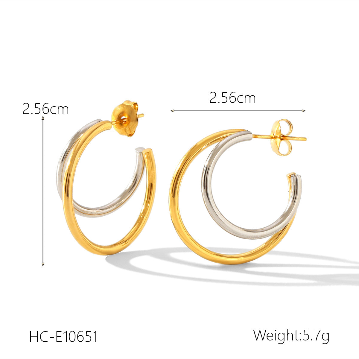 Stainless Steel Earrings, Gold and Silver Color-block, Glossy Geometric Texture, Stud Earrings, Sun-shaped Five-pointed Star Earrings for Women