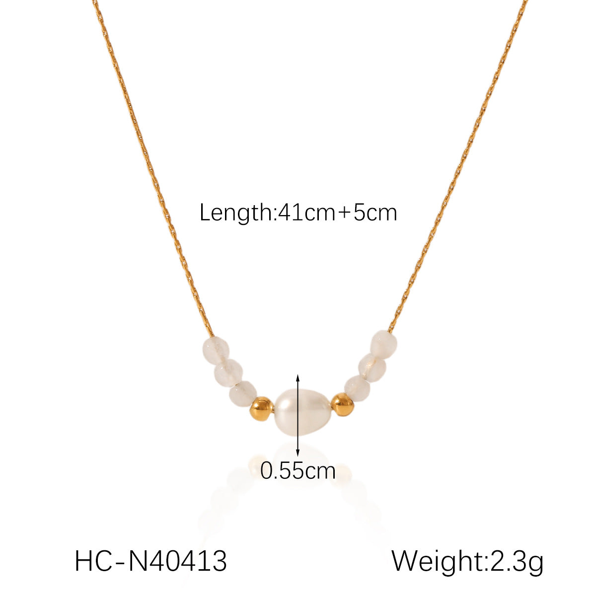 French Vintage Freshwater Pearl Necklace Women's Light Luxury Temperament Beaded Stainless Steel Clavicle Chain Non-fading Titanium Steel Necklace