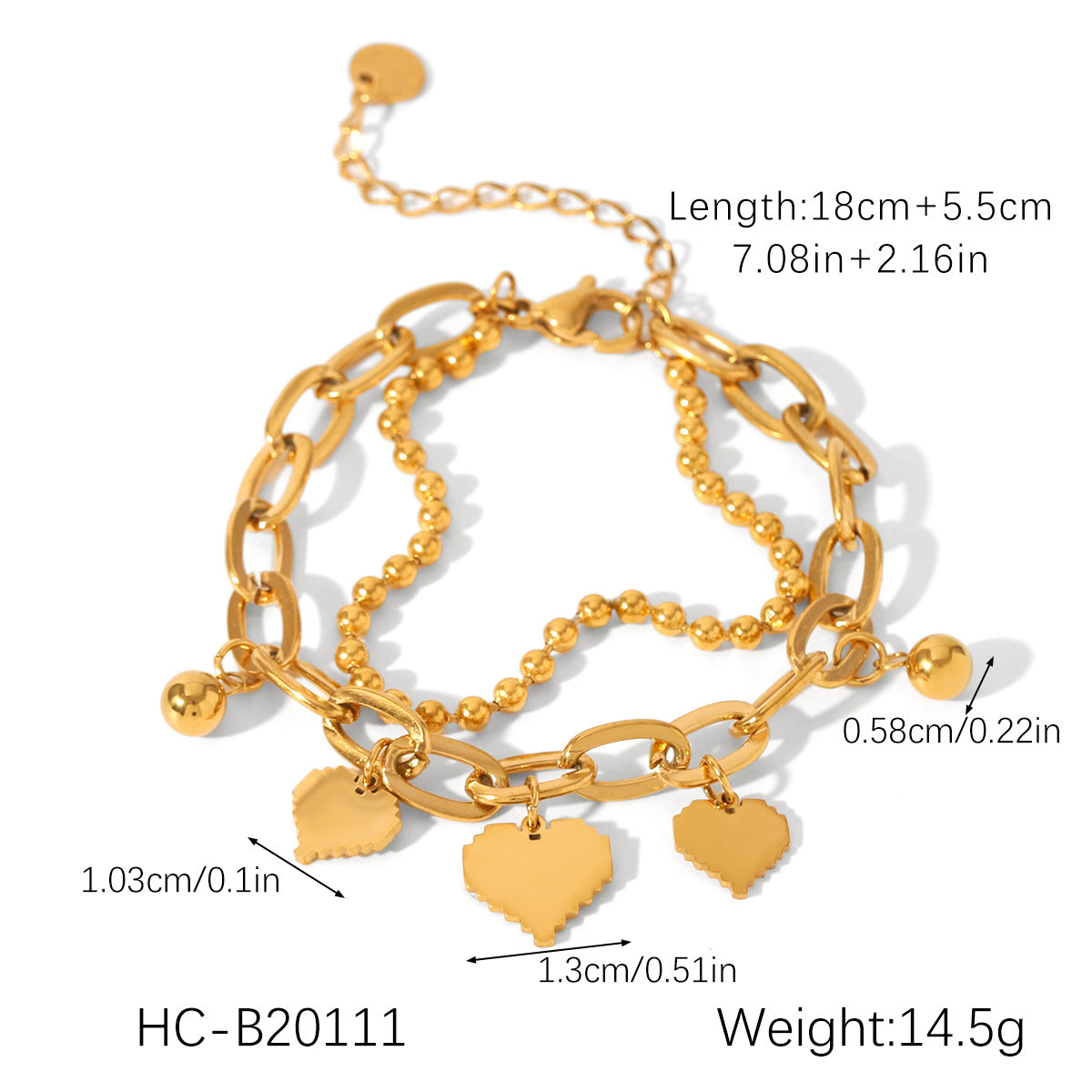 OT Buckle Heart-shaped Pendant Stainless Steel Bracelet for Women, Non-fading, High-end Feel, Heart-shaped Jewelry, Titanium Steel Accessory