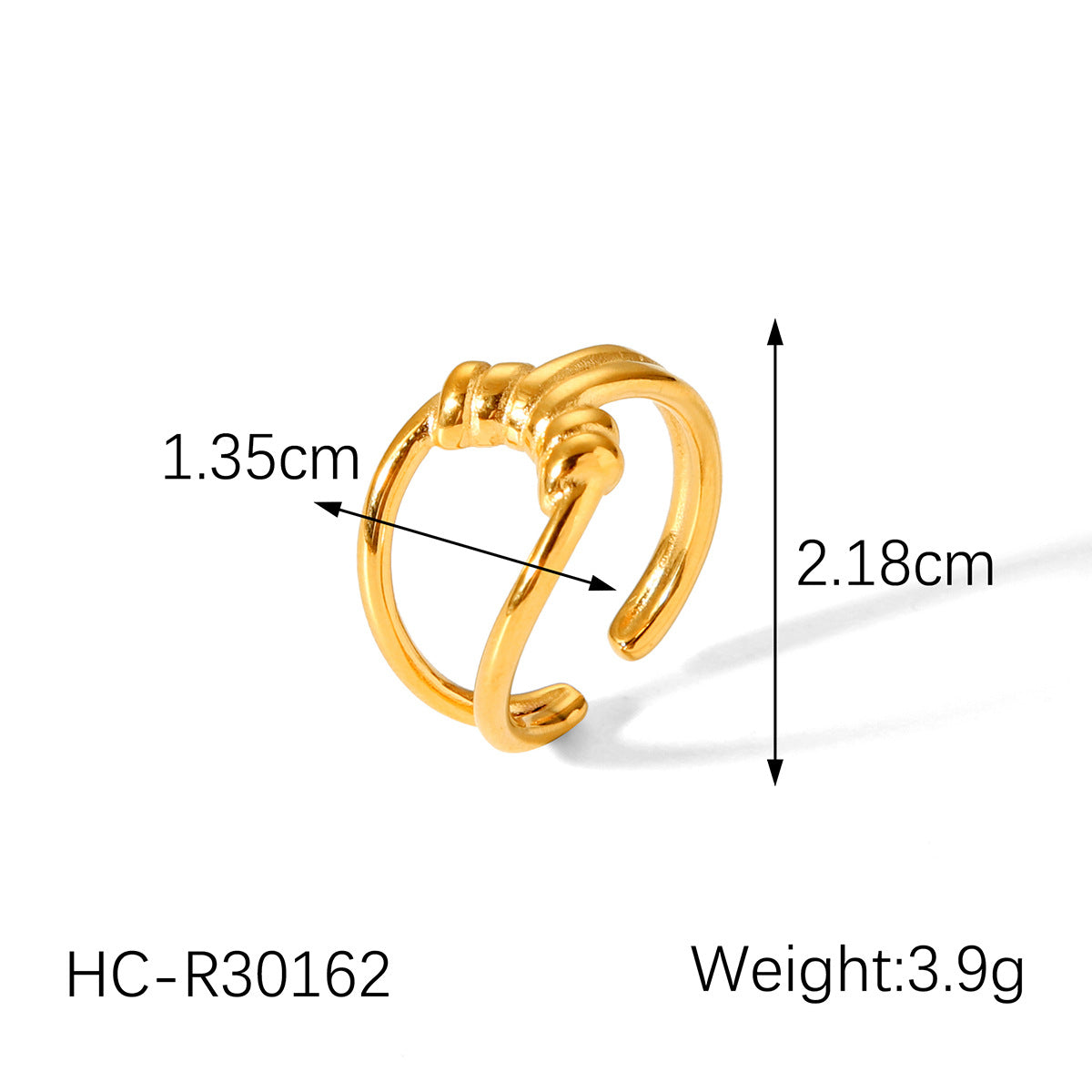 Fashionable Wide Version Fried Dough Twists Stainless Steel Hollowed-out Three-dimensional Finger Ring 18K Gold-plated Ring for Women, Non-fading Ring