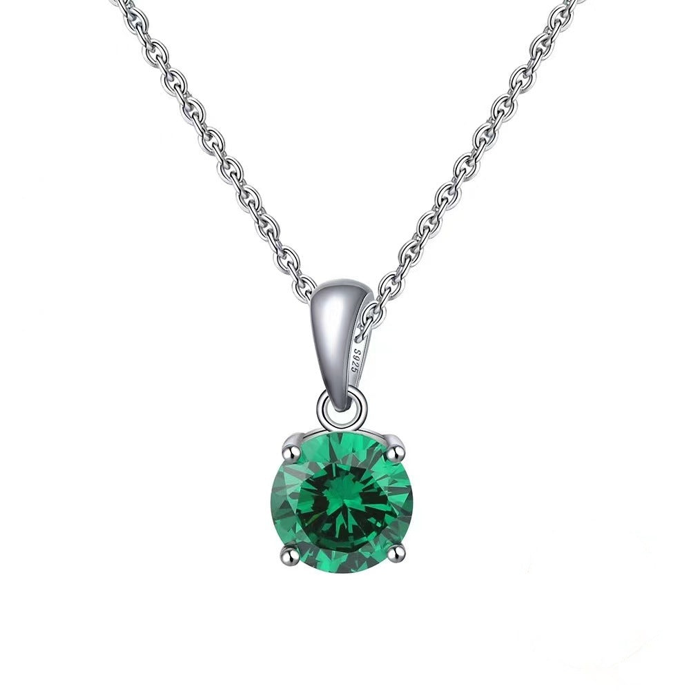Mozambique Diamond Two Carat Pendant Lacy Necklace Colored Gemstone Four Claw Set Zircon Sparkling Necklace for Women
