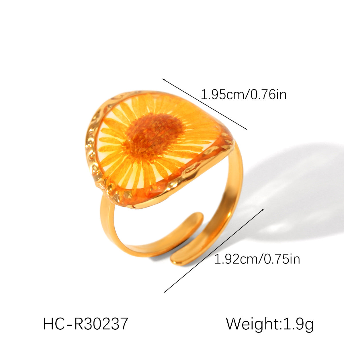 Stainless Steel Ring, Green Flower Daisy, Eternal Flower Ring, Titanium Steel, Non-fading, Finger Ring