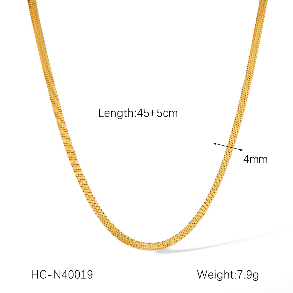 18K Gold Stainless Steel Blade Chain Inlaid with Zircon Necklace, High-end Flat Snake Chain, Titanium Steel Clavicle Chain