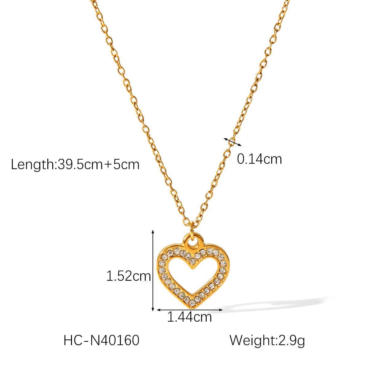 Stainless steel hollow-out heart-shaped zircon pendant necklace for women, light luxury, versatile, titanium steel necklace, does not fade