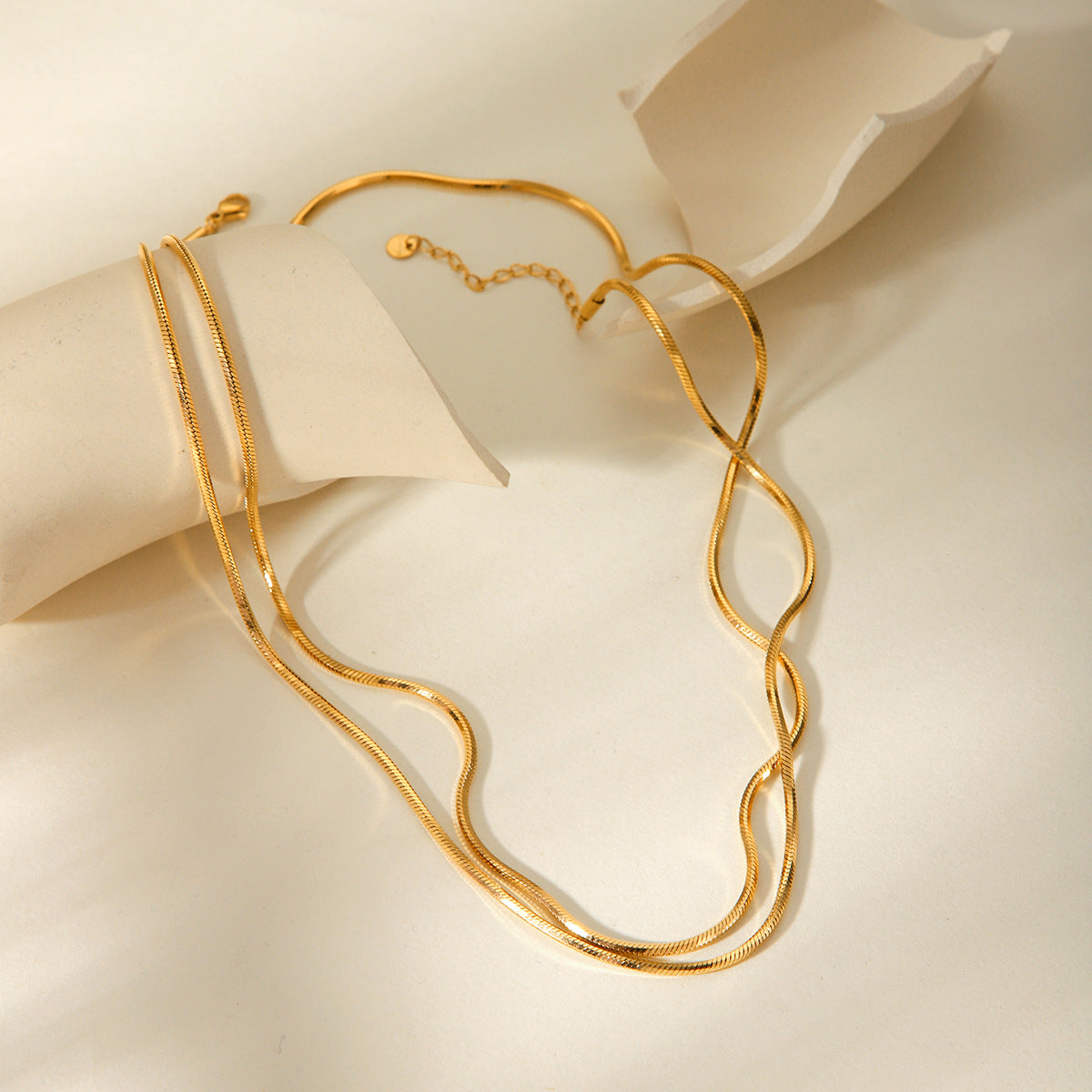 Double-layer 18K Gold Titanium Steel Sweater Chain Snake Bone Chain Stainless Steel Necklace Women's High-end Necklace