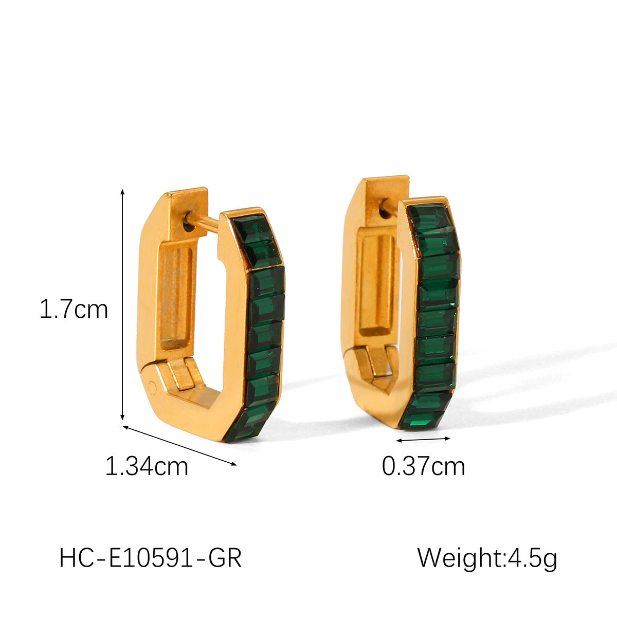 Fashionable U-shaped Stainless Steel Earrings for Women with A Sense of Luxury, Light and Luxurious, Set with Zirconium Square Earrings That Do Not Fade