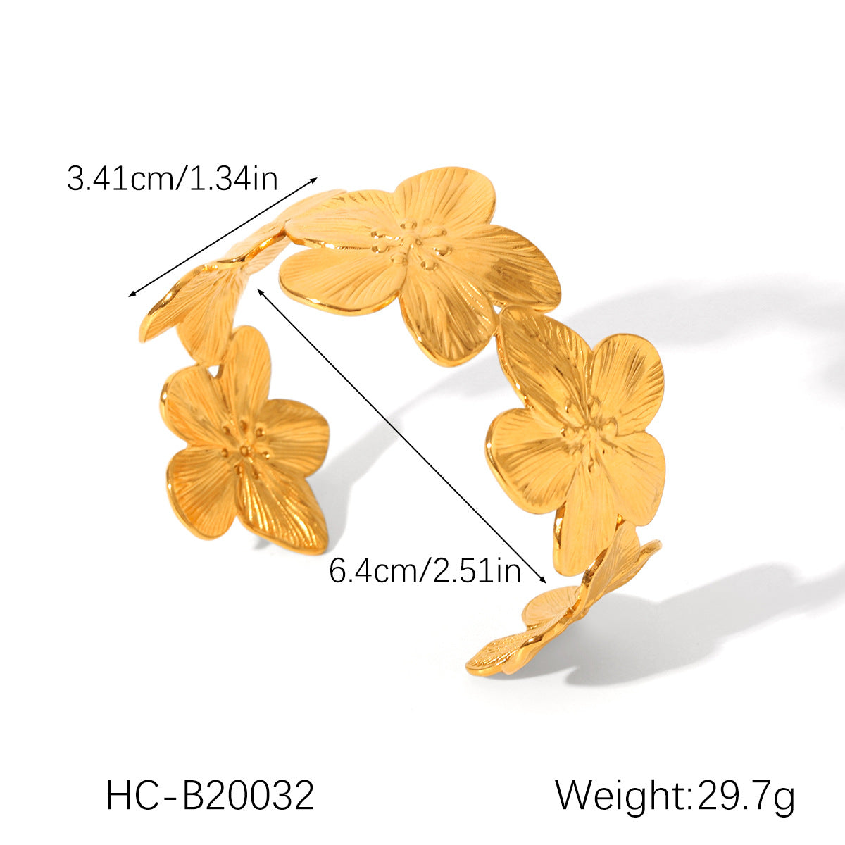 18K Gold-textured Five-petaled Flower Stainless Steel Earrings/necklace/bracelet Titanium Steel Jewelry