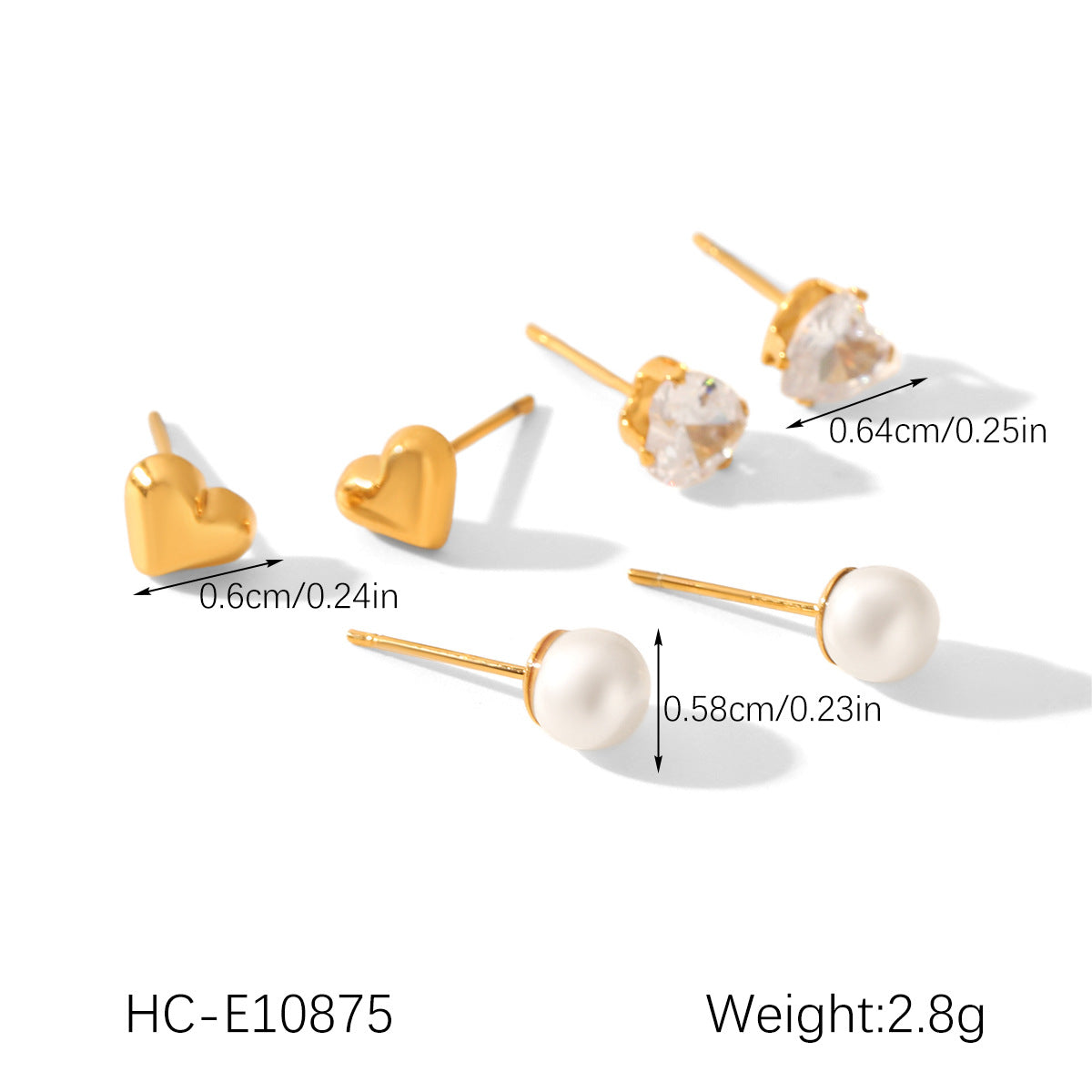 Stainless Steel Jewelry with Zircon Earrings Set, Versatile and High-end Earrings, Titanium Steel Earrings