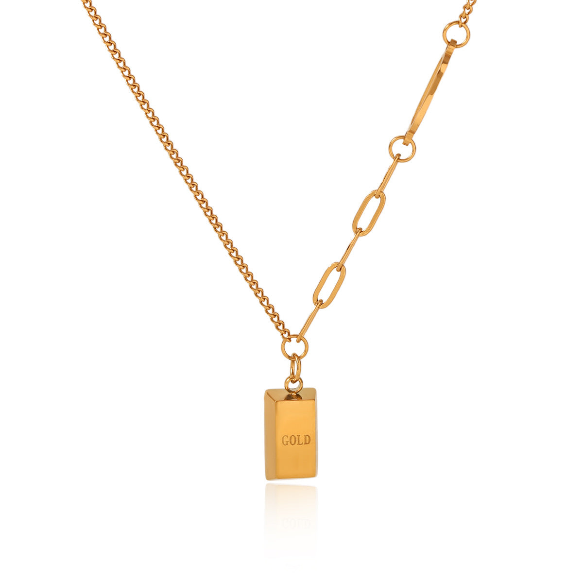 18K Gold "get Rich Quick" Small Gold Nugget Pendant, Stainless Steel Necklace, Versatile Titanium Steel, Non-fading Necklace, High-end Clavicle Chain