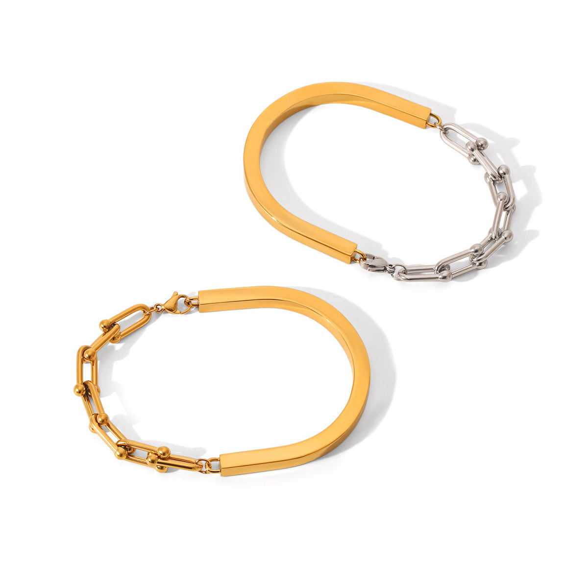 INS Style Horseshoe Buckle Chain Splicing U-shaped Buckle Stainless Steel Bracelet for Women, High-end Titanium Steel Bracelet, Does Not Fade