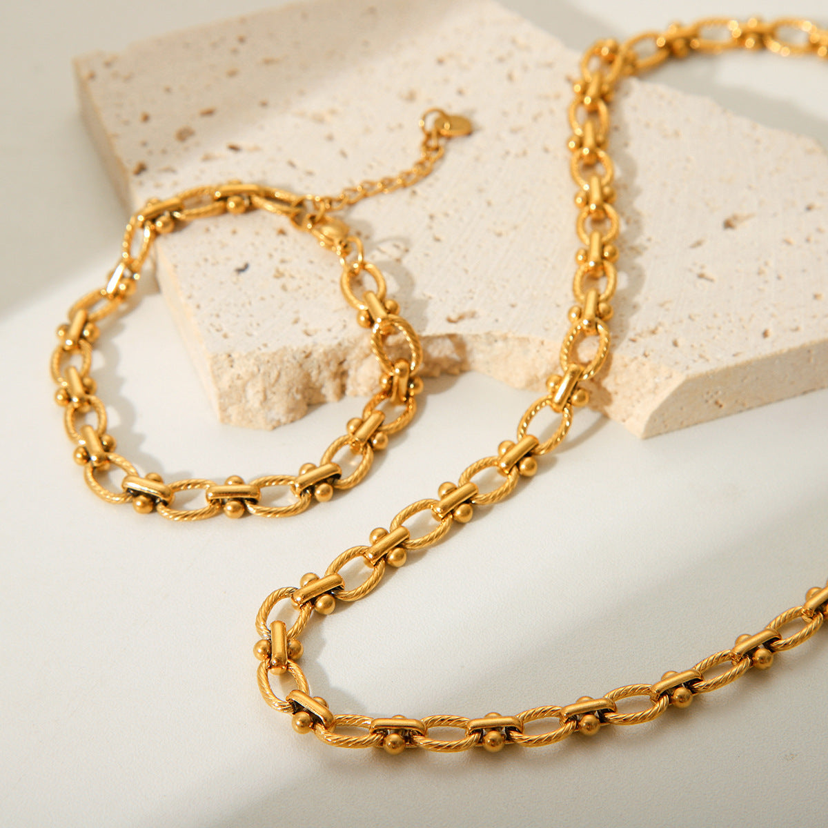 Fashion Handmade Texture Stainless Steel Necklace Female Personality Trend 18K Gold Titanium Steel Bracelet Does Not Fade