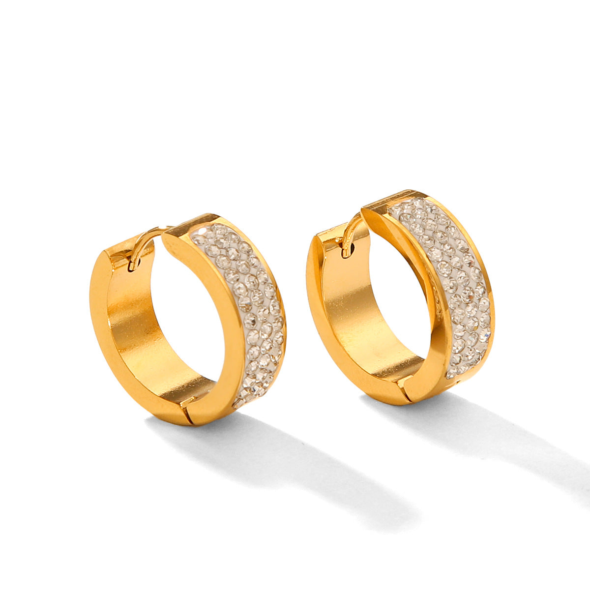 Stainless Steel Earrings for Women, Light Luxury, Versatile, High-end, Diamond-encrusted Earrings, Titanium Steel Earrings