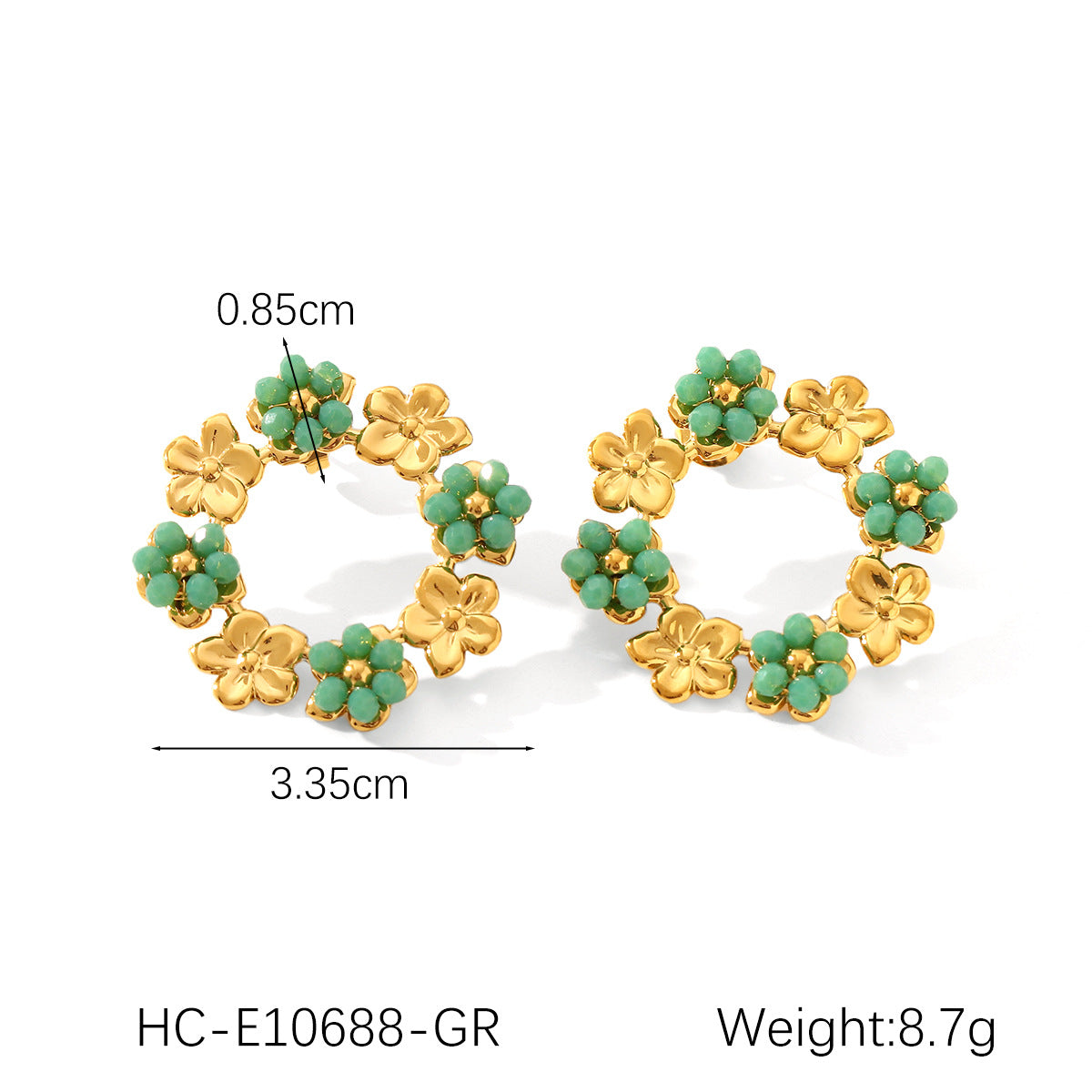 Flower earrings, 18K gold stainless steel, butterfly design with zircon, pearl drop earrings, women's flower garland earrings